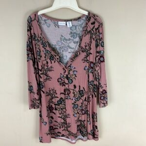 Tabitha Webb Pink Stretch Floral Tunic Top Size 1X
